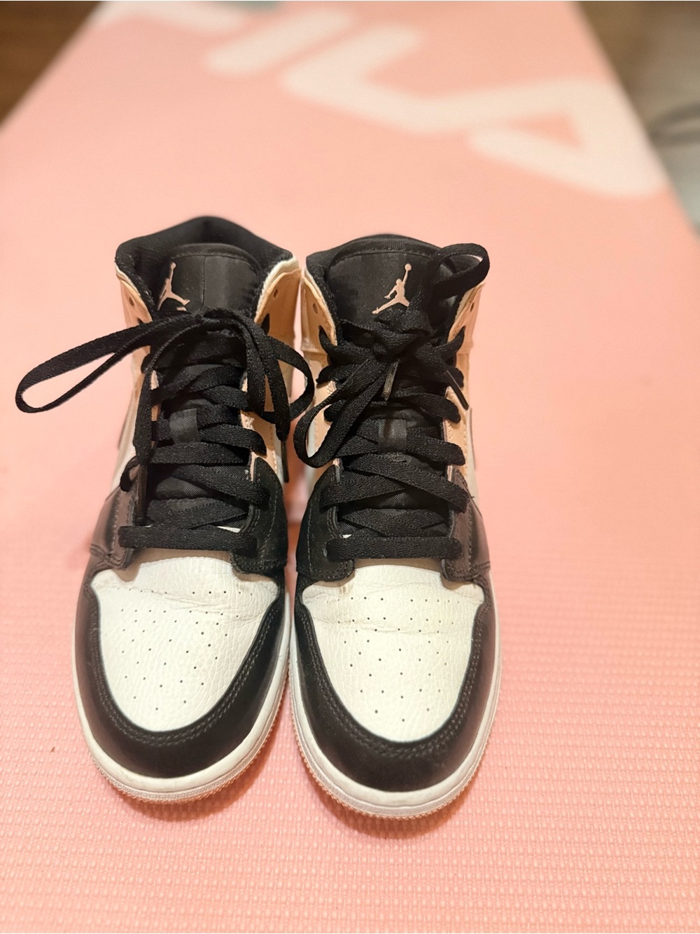 Nike  Air Jordan Black White Pink High-Top Athletic Shoes